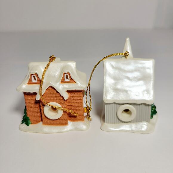 Vintage Avon Snow Frost Falls Victorian Village Light Cover Christmas Ornaments - Picture 2 of 3
